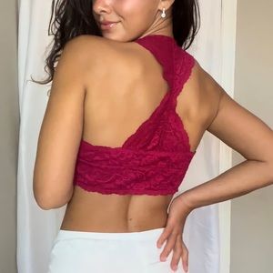 Wine Red Stretch Lace Bralette